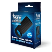 Черная открытая насадка на пенис с кольцом для мошонки XXXL-size - 9,9 см. - Sex Expert - во Владивостоке купить с доставкой