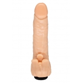 Телесная гелевая насадка-фаллос с клиторальными лепестками - 18,5 см. - LOVETOY (А-Полимер) - купить с доставкой во Владивостоке