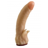 Телесная гелевая насадка-фаллос с клиторальными лепестками - 18,5 см. - LOVETOY (А-Полимер) - купить с доставкой во Владивостоке