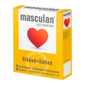 Презервативы с колечками и пупырышками Masculan Ribbed+Dotted - 3 шт. - Masculan - купить с доставкой во Владивостоке