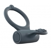 Серое перезаряжаемое эрекционное кольцо с вибрацией Power Clit - Dorcel - во Владивостоке купить с доставкой