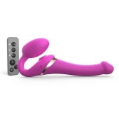 Ярко-розовый безремневой страпон Multi Orgasm Size S с клиторальной стимуляцией - Strap-on-me - купить с доставкой во Владивостоке