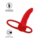 Красная насадка на пенис для двойного проникновения Black Red - 16,5 см. - ToyFa - купить с доставкой во Владивостоке