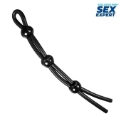 Черное силиконовое лассо с тремя шариками для утяжки - Sex Expert - во Владивостоке купить с доставкой