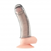 Текстурированная насадка на пенис Clear Textured Penis Enhancing Sleeve Extension - 16,5 см. - BlueLine - во Владивостоке купить с доставкой