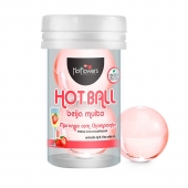 Лубрикант на масляной основе Hot Ball Beija Muito с ароматом клубники и шампанского (2 шарика по 3 гр.) - HotFlowers - купить с доставкой во Владивостоке