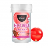 Лубрикант на масляной основе Hot Ball Beija Muito с ароматом шоколада и клубники (2 шарика по 3 гр.) - HotFlowers - купить с доставкой во Владивостоке