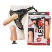 Телесный страпон Harness LESBI с вагинальной пробкой - 16,5 см. - LOVETOY (А-Полимер) - купить с доставкой во Владивостоке