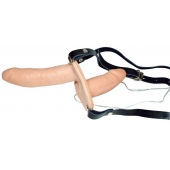 Телесный женский страпон с вагинальной пробкой Strap-On Duo - 15 см. - Orion - купить с доставкой во Владивостоке