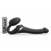 Черный безремневой страпон Multi Orgasm Size S с клиторальной стимуляцией - Strap-on-me - купить с доставкой во Владивостоке