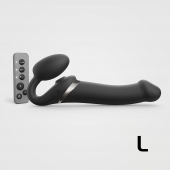 Черный безремневой страпон Multi Orgasm Size L с клиторальной стимуляцией - Strap-on-me - купить с доставкой во Владивостоке