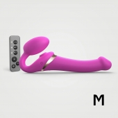 Ярко-розовый безремневой страпон Multi Orgasm Size M с клиторальной стимуляцией - Strap-on-me - купить с доставкой во Владивостоке