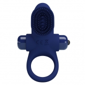 Синее эрекционное виброкольцо в клиторальной щеточкой - Baile - во Владивостоке купить с доставкой