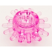 Розовое гелевое эрекционное кольцо с шипиками - Toyfa Basic - во Владивостоке купить с доставкой