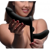 Черный вибрострапон Double Take 10X Double Penetration Vibrating Strap-on Harness - XR Brands - купить с доставкой во Владивостоке