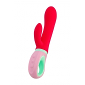 Красный вибратор с клиторальным отростком Petunia - 19 см. - ToyFa