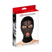 Черная сетчатая маска на голову с отверстиями для глаз и рта - Fetish Tentation - купить с доставкой во Владивостоке