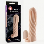 Телесная насадка-удлинитель Okoto со спиралевидным рельефом - 16 см. - Sitabella - во Владивостоке купить с доставкой