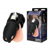 Черная клетка для пениса Silicone Small 2 in Cock Cage With Ball Divider - BlueLine - купить с доставкой во Владивостоке