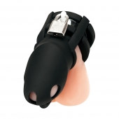 Черная клетка для пениса Silicone Small 2 in Cock Cage With Ball Divider - BlueLine - купить с доставкой во Владивостоке