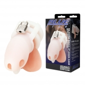 Белая клетка для пениса Silicone Small 2 in Cock Cage With Ball Divider - BlueLine - купить с доставкой во Владивостоке
