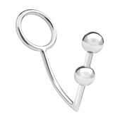 Кольцо на пенис с анальным стимулятором Two Bead Stainless Steel Anal Hook   Cock Ring - BlueLine - во Владивостоке купить с доставкой