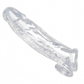 Прозрачная насадка для увеличения члена Realistic Clear Penis Enhancer and Ball Stretcher - 20,3 см. - XR Brands - во Владивостоке купить с доставкой