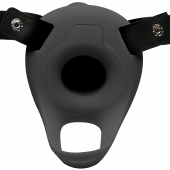 Черный полый страпон с вибрацией 2’’ Erection 28X Smooth Vibrating Silicone Penis Sheath - XR Brands - купить с доставкой во Владивостоке