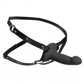 Черный полый страпон с вибрацией 2’’ Erection 28X Smooth Vibrating Silicone Penis Sheath - XR Brands - купить с доставкой во Владивостоке