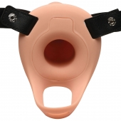 Телесный полый страпон 2  Erection 28X Smooth Vibrating Silicone Penis Sheath - 16 см. - XR Brands - купить с доставкой во Владивостоке