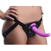 Лиловый поясной страпон Navigator Silicone G-Spot Dildo with Harness - 17,8 см. - XR Brands - купить с доставкой во Владивостоке