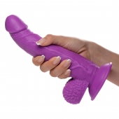 Фиолетовый фаллоимитатор на присоске 7.5  Dildo with Balls - 21,5 см. - XR Brands