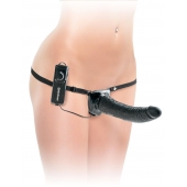 Черный страпон с вагинальной пробкой Deluxe Vibrating Penetrix Strap-On - 19 см. - Pipedream - купить с доставкой во Владивостоке
