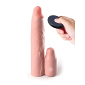 Телесная вибронасадка на член 3  Vibrating Mega X-tension with Remote - 22,9 см. - Pipedream - во Владивостоке купить с доставкой