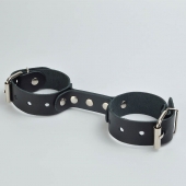 Черные кожаные наручники-фиксатор - Sitabella - купить с доставкой во Владивостоке