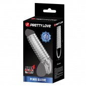 Прозрачная насадка на пенис с ребрышками и подхватом мошонки - Baile - во Владивостоке купить с доставкой