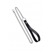 Поводок с ручкой из черной натуральной кожи и карабином для ошейника - Pecado - купить с доставкой во Владивостоке