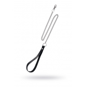 Поводок с ручкой из черной натуральной кожи и карабином для ошейника - Pecado - купить с доставкой во Владивостоке