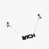 Зажимы на соски с кожаной подвеской Bitch - Crazy Handmade - купить с доставкой во Владивостоке