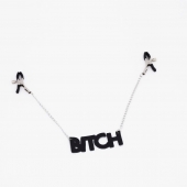 Зажимы на соски с кожаной подвеской Bitch - Crazy Handmade - купить с доставкой во Владивостоке