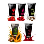 Набор из 5 съедобных лубрикантов JUJU (клубника, малина, тропические фрукты, вишня, кокос) - JuJu - купить с доставкой во Владивостоке