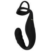 Черное эрекционное кольцо со стимуляцией промежности и анальной пробкой Cock Ring with RC Prostate Plug - Orion - во Владивостоке купить с доставкой