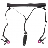 Женские вибростринги с зажимами для половых губ Spreader String with Vibrator - Orion - купить с доставкой во Владивостоке