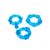 Набор из 3 синих эрекционных колец с различным рельефом - Erowoman-Eroman - во Владивостоке купить с доставкой