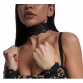 Черный ажурный чокер с золотистой фурнитурой - Crazy Handmade - купить с доставкой во Владивостоке