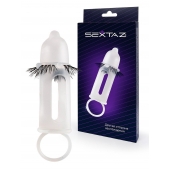 Эластичная насадка на пенис с подхватом мошонки и стимулирующими «ресничками» - Sextaz - во Владивостоке купить с доставкой