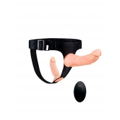 Женский страпон с 2 насадками, вибрацией и пультом ДУ - Erowoman-Eroman - купить с доставкой во Владивостоке