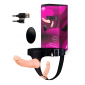 Женский страпон с 2 насадками, вибрацией и пультом ДУ - Erowoman-Eroman - купить с доставкой во Владивостоке