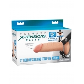 Телесный пустотелый фаллопротез 5’’ Hollow Silicone Strap-On - 14 см. - Pipedream - купить с доставкой во Владивостоке