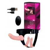 Женский страпон с 3 насадками и вибрацией - Erowoman-Eroman - купить с доставкой во Владивостоке